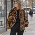 Lidia | Abrigo de pelo estampado de leopardo