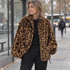 Lidia | Abrigo de pelo estampado de leopardo