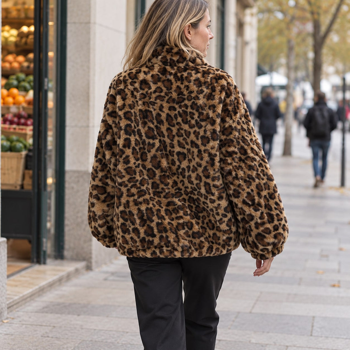 Lidia | Abrigo de pelo estampado de leopardo