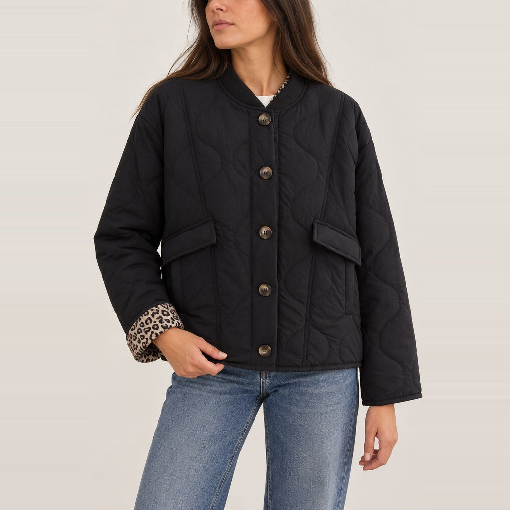 Maite | Chaqueta guateada con forro de leopardo