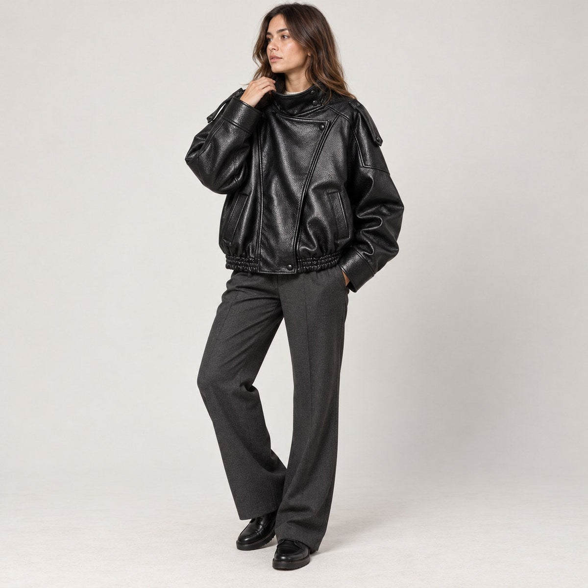 Adela | Chaqueta motera oversize de polipiel
