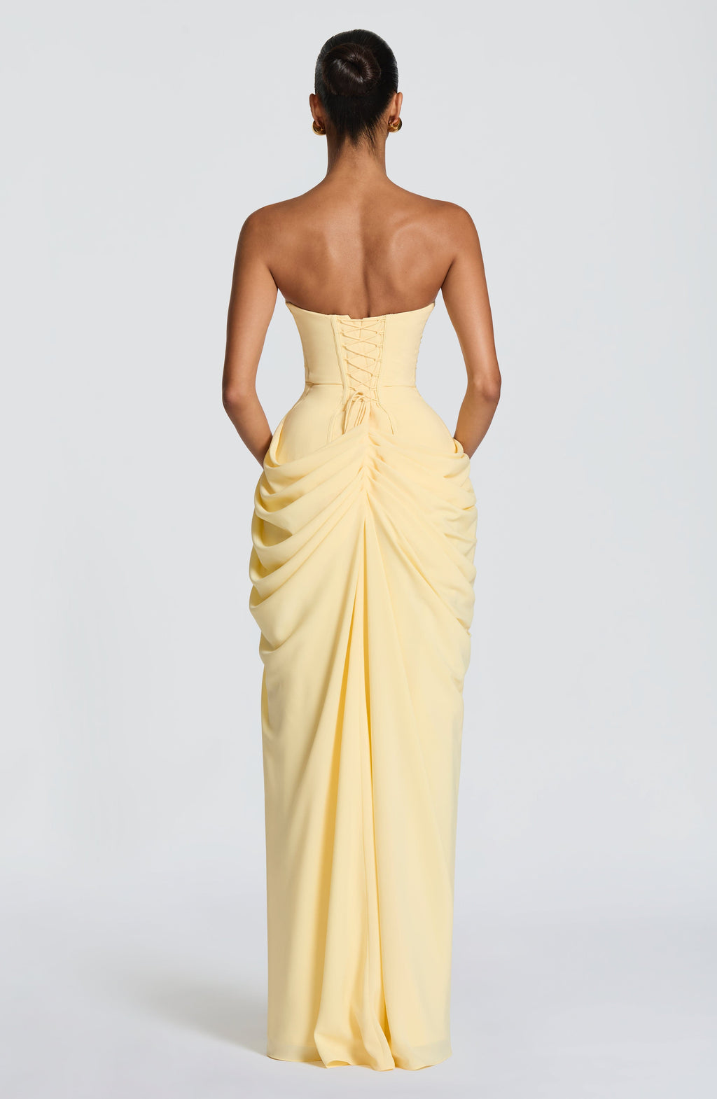 Valentina | Vestido palabra de honor con drapeado y abertura
