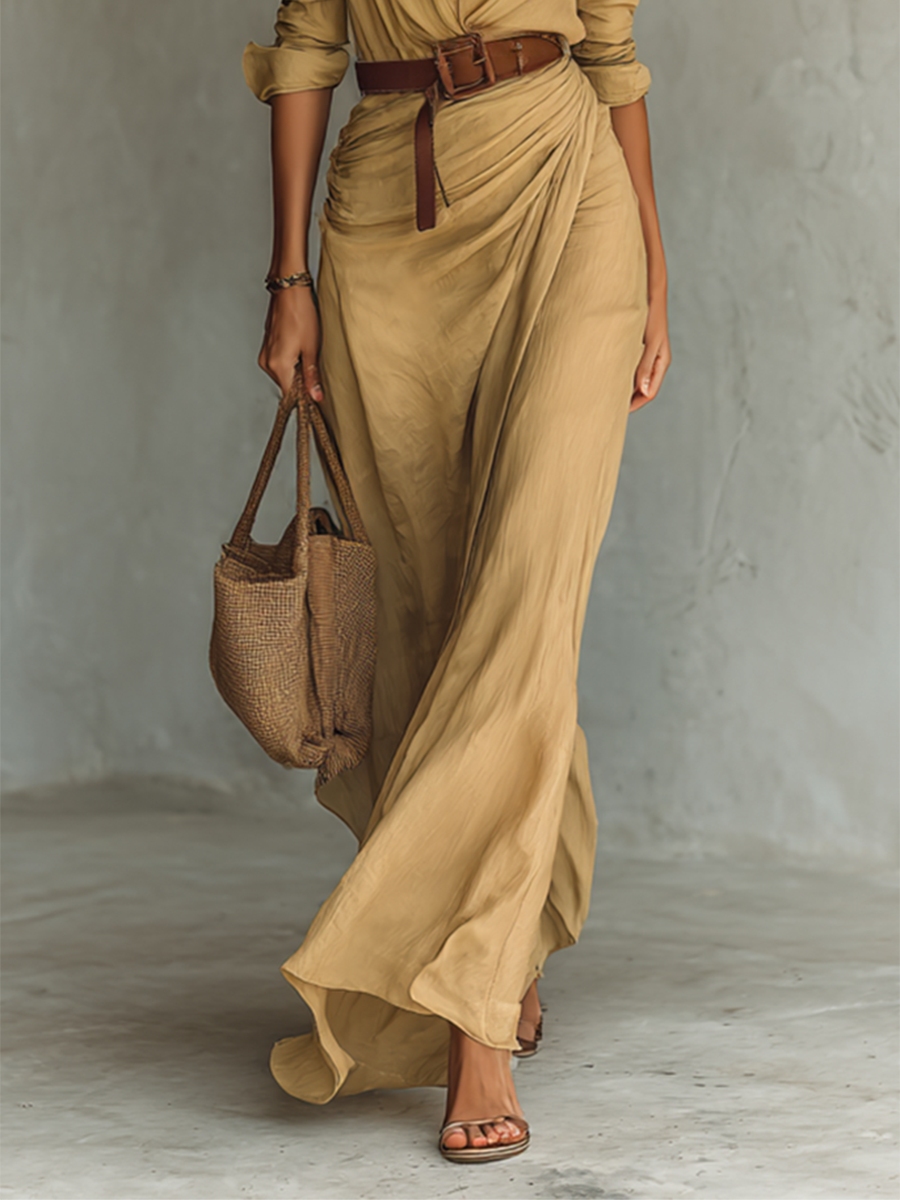 Alina | Vestido maxi camisero con cinturón