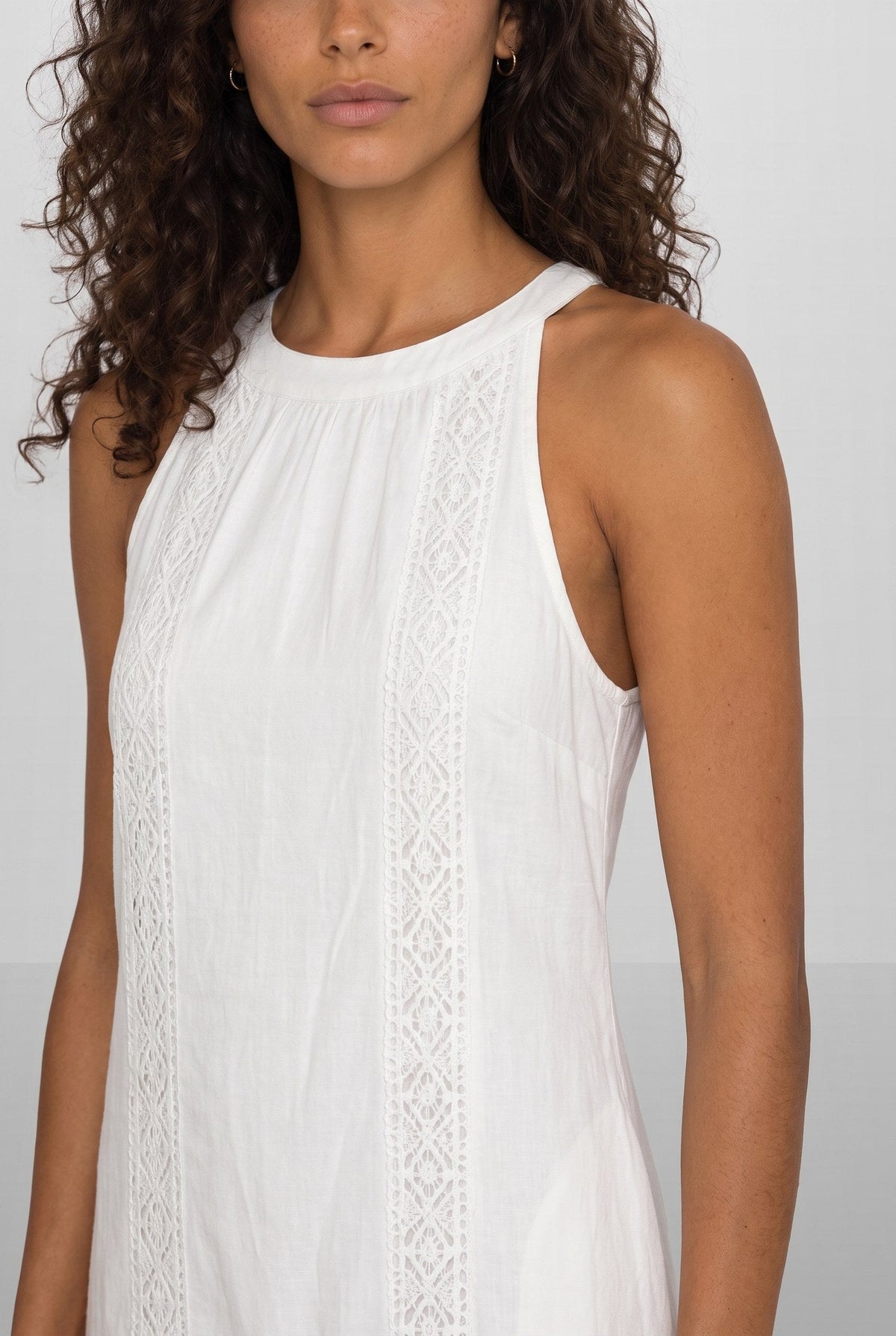 Jimena | Vestido midi de lino con cuello mao