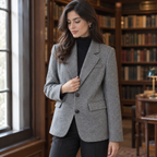 Amaia | Blazer gris de espiga con forro