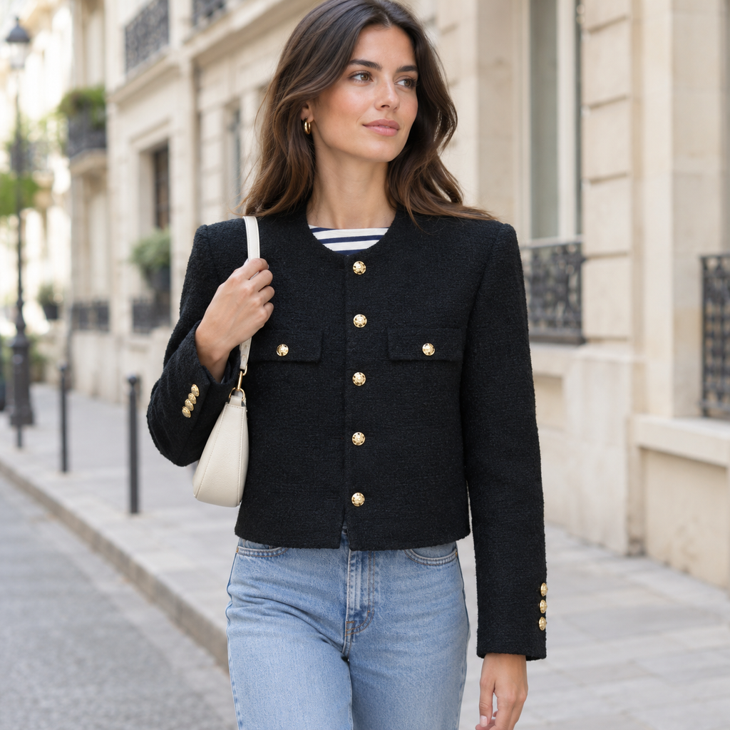Soledad | Chaqueta tweed con botones dorados