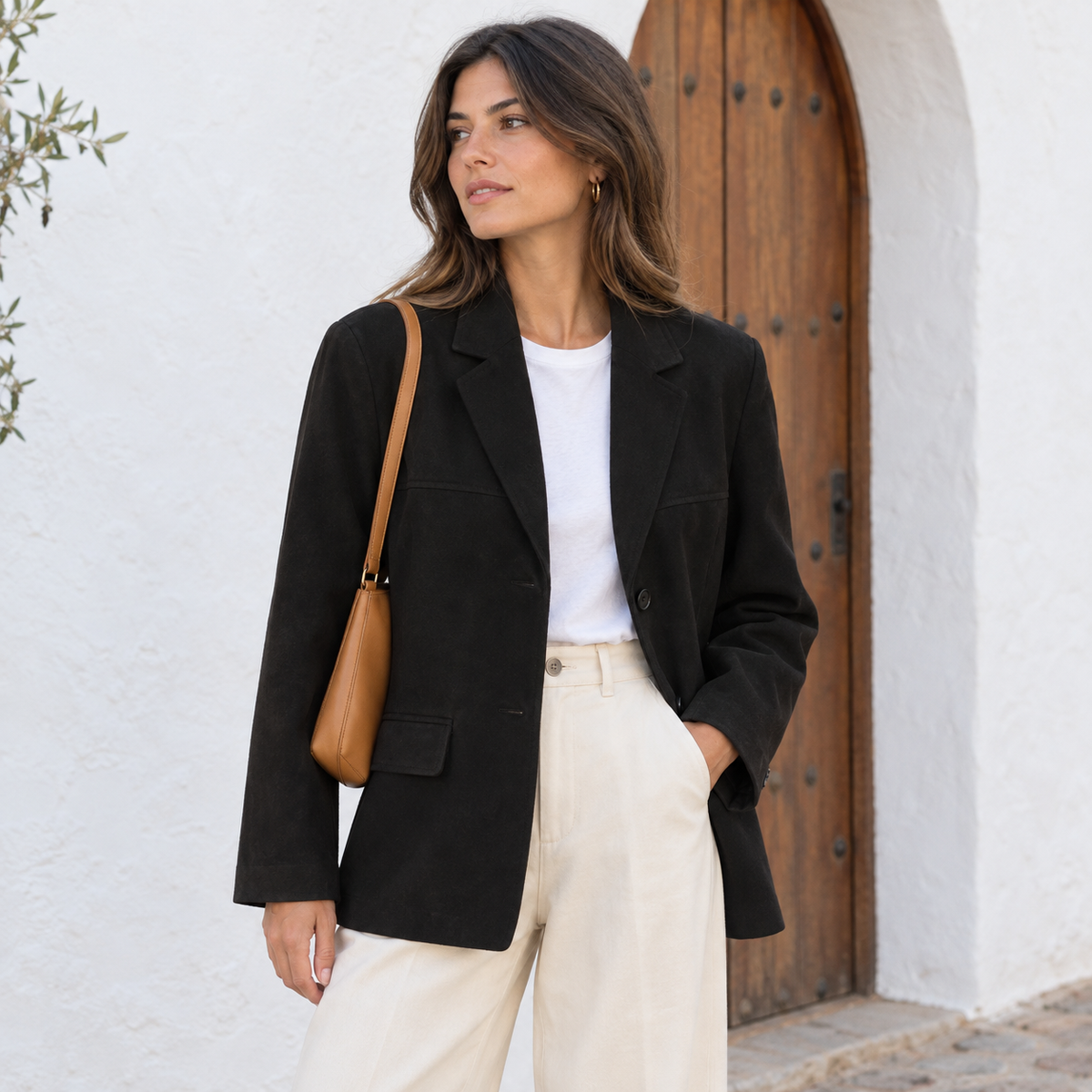 Yolanda | Blazer de antelina con bolsillos