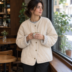 Sonia | Chaqueta guateada beige con forro de flores