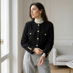 Vanesa | Chaqueta tweed negra con bolsillos