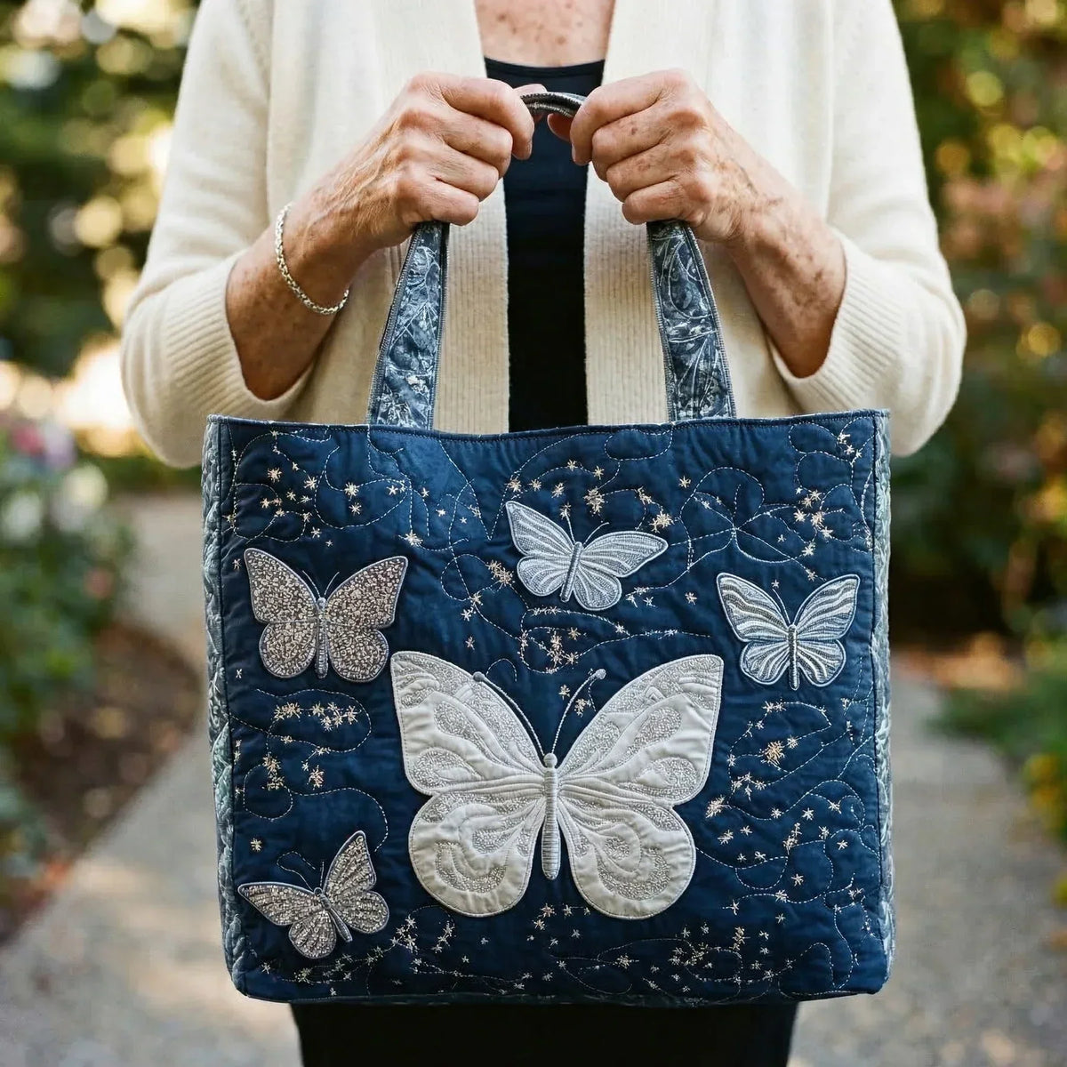 Bolso artesanal Mariposa plateada