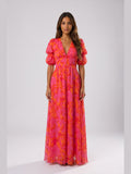 Olvera | Vestido floral con mangas abullonadas