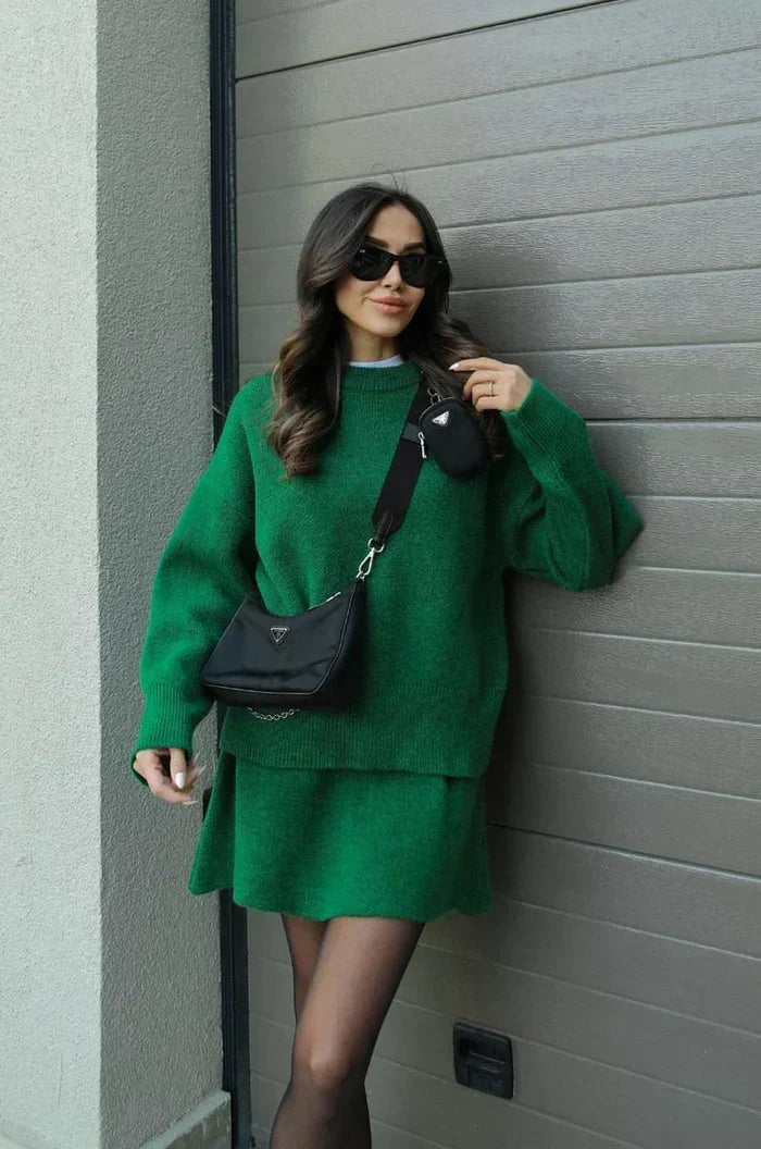 Beatrice | Conjunto de punto suave de top y falda