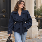 Itziar | Gabardina corta cruzada con cordón