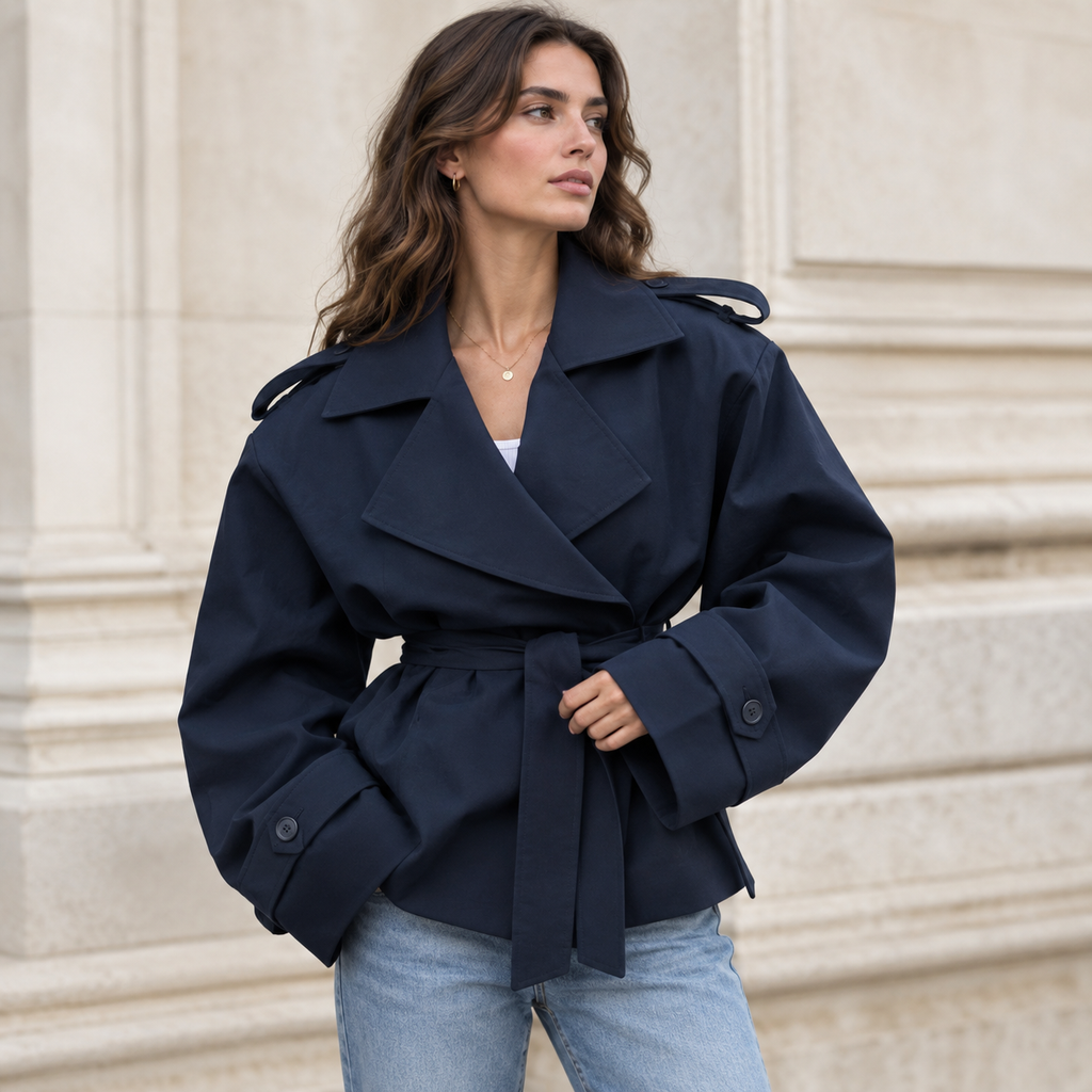 Itziar | Gabardina corta cruzada con cordón
