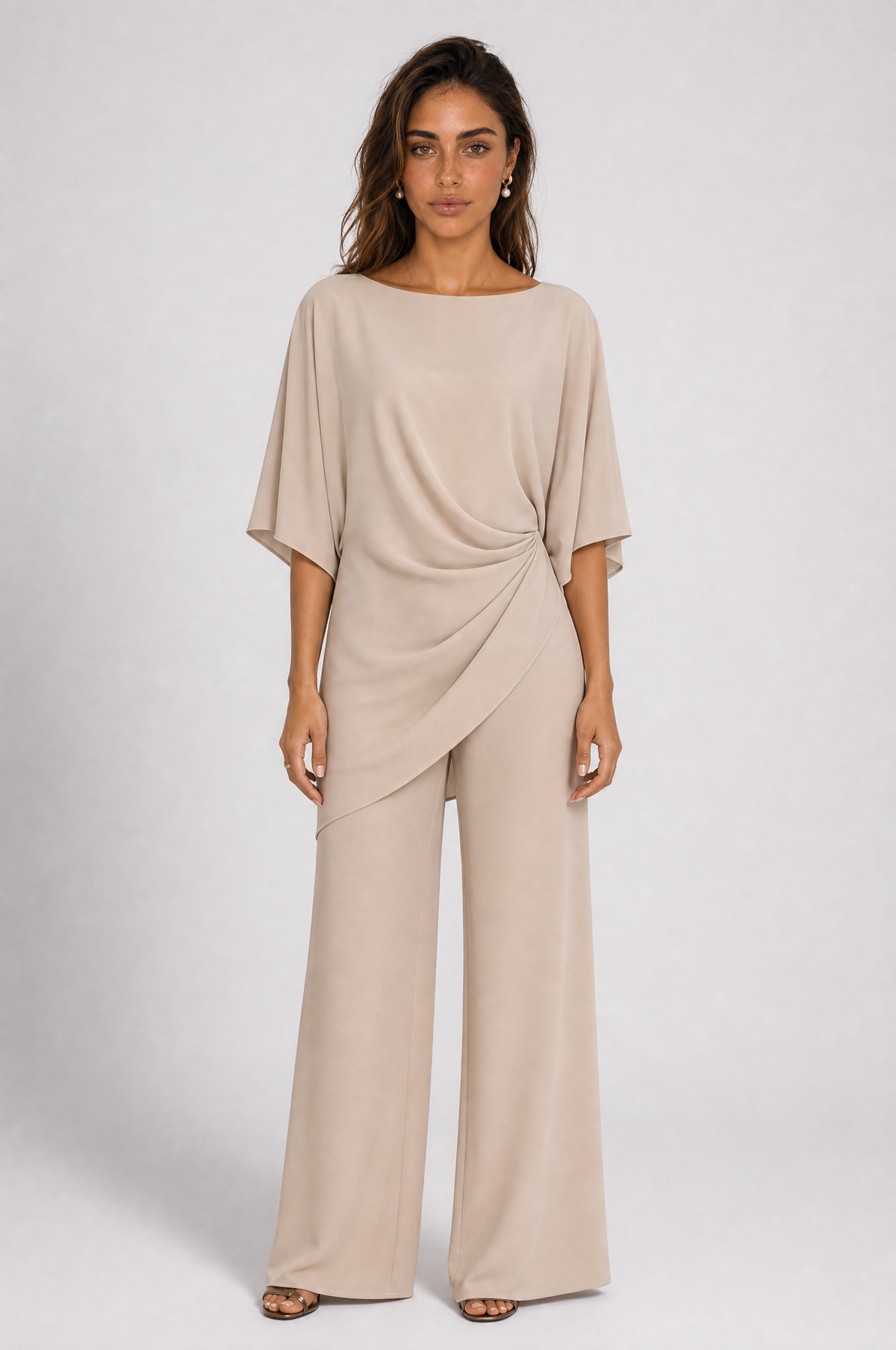 Gabriella | Conjunto de blusa drapeada y pantalón amplio