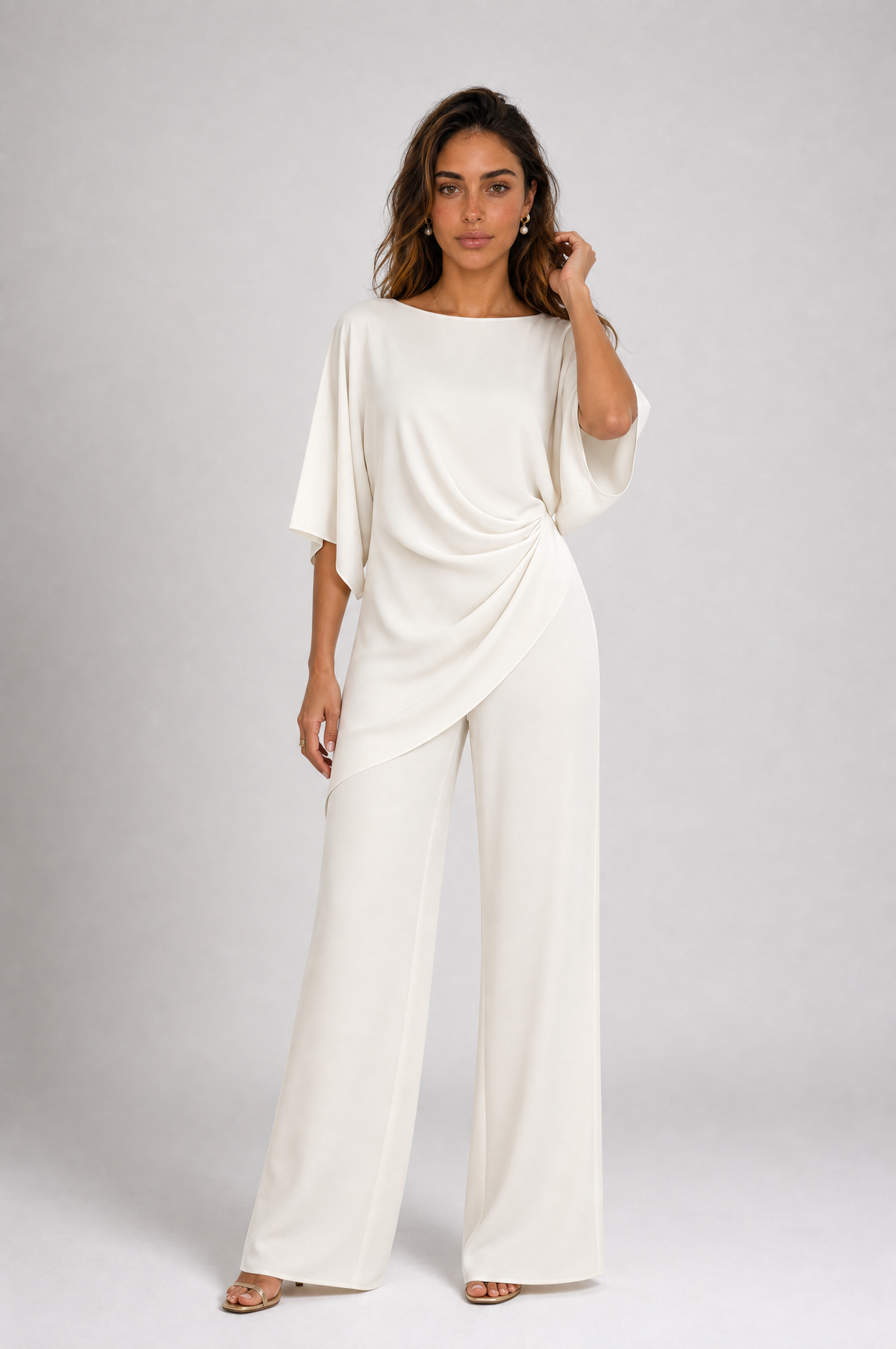 Gabriella | Conjunto de blusa drapeada y pantalón amplio