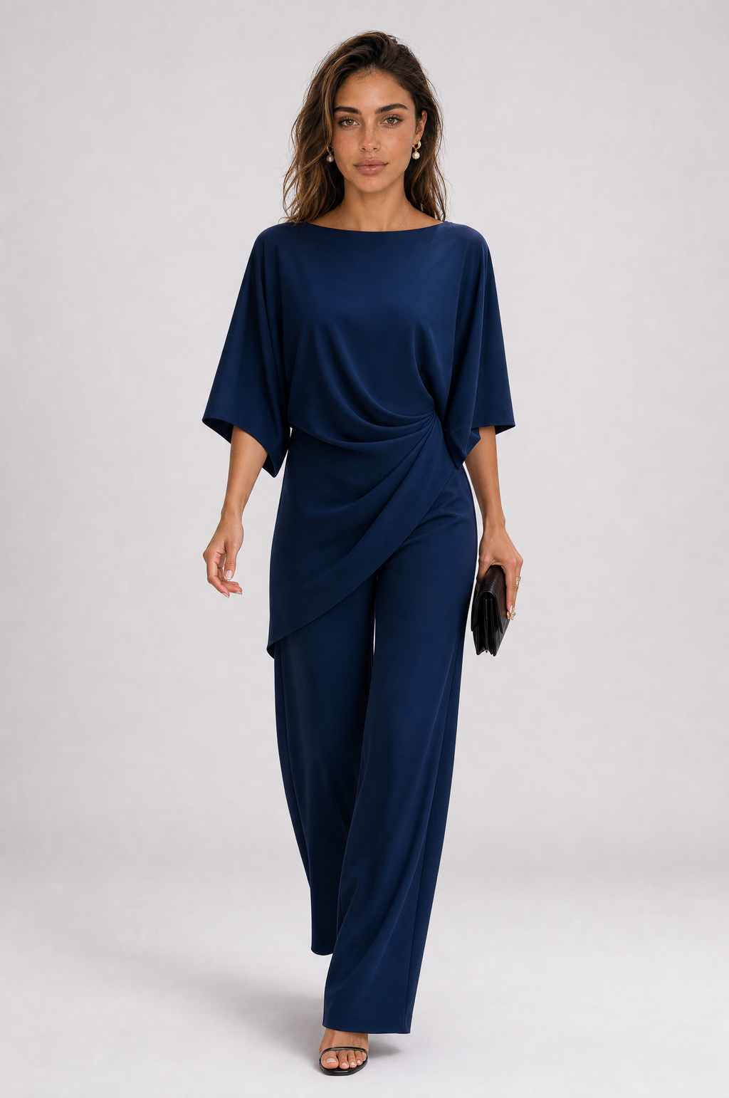 Gabriella | Conjunto de blusa drapeada y pantalón amplio