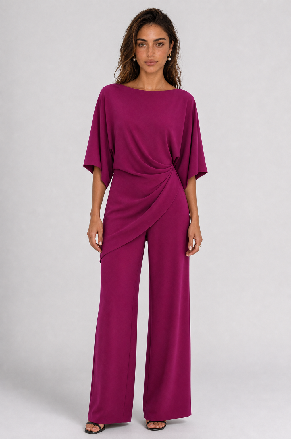 Gabriella | Conjunto de blusa drapeada y pantalón amplio