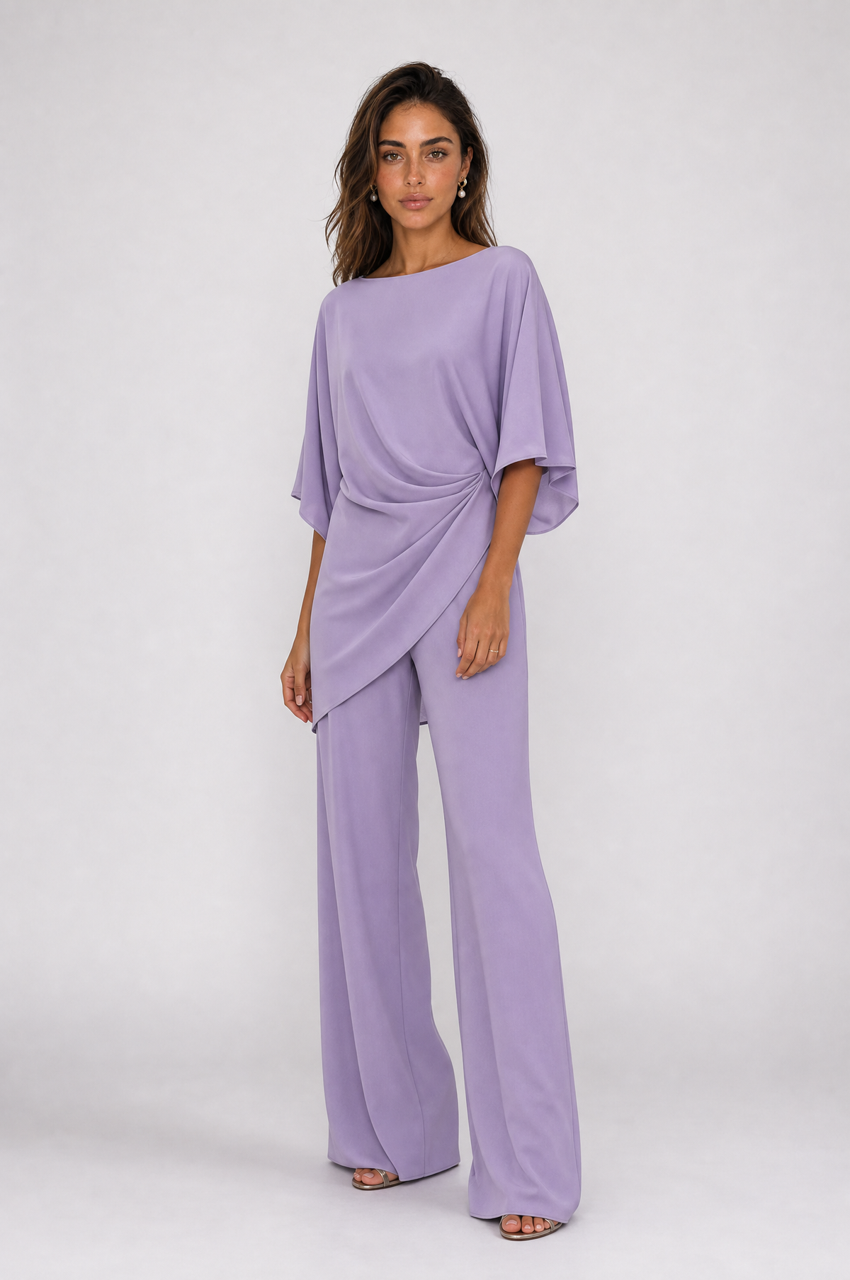 Gabriella | Conjunto de blusa drapeada y pantalón amplio