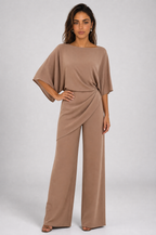 Gabriella | Conjunto de blusa drapeada y pantalón amplio