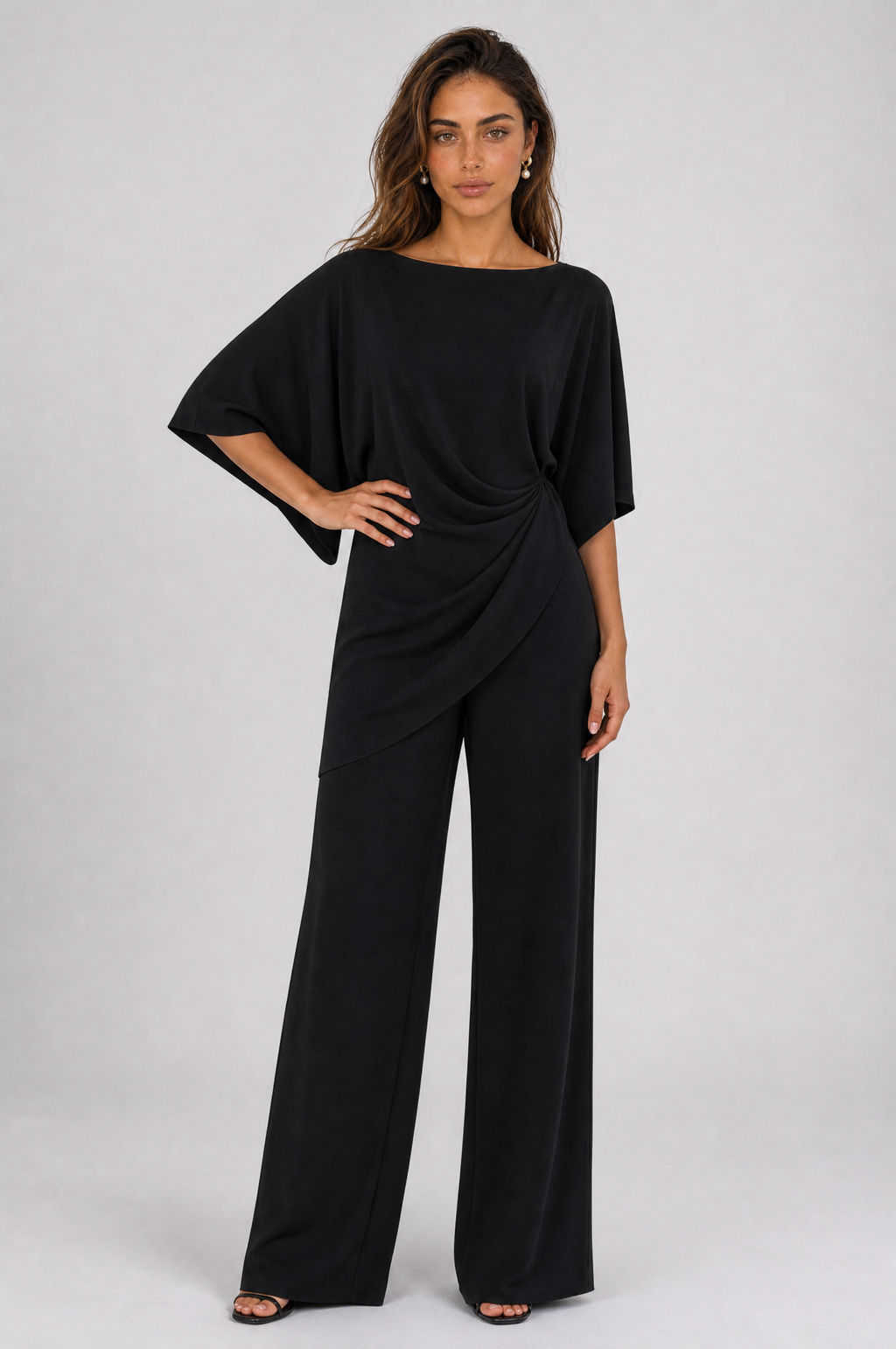 Gabriella | Conjunto de blusa drapeada y pantalón amplio
