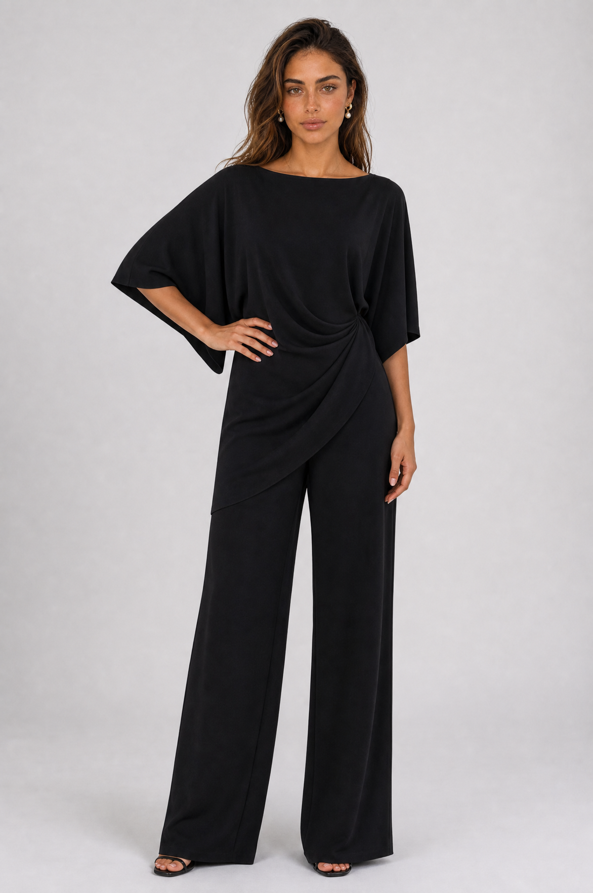 Gabriella | Conjunto de blusa drapeada y pantalón amplio