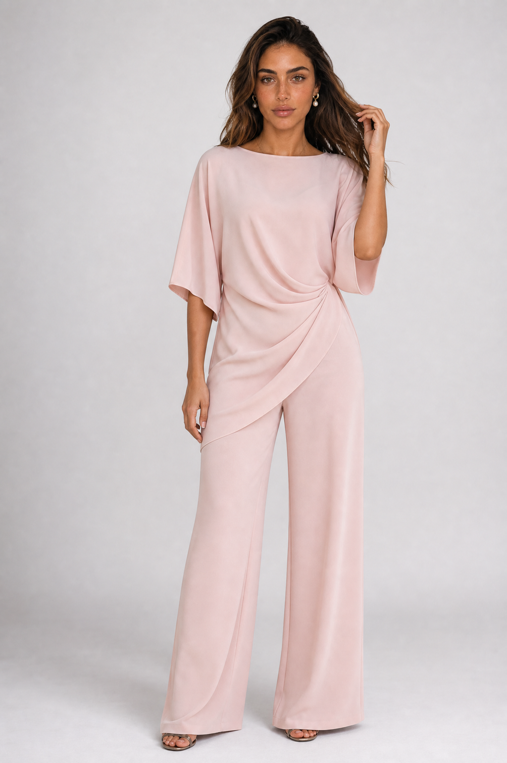 Gabriella | Conjunto de blusa drapeada y pantalón amplio