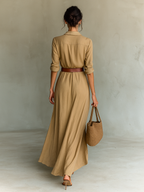 Alina | Vestido maxi camisero con cinturón