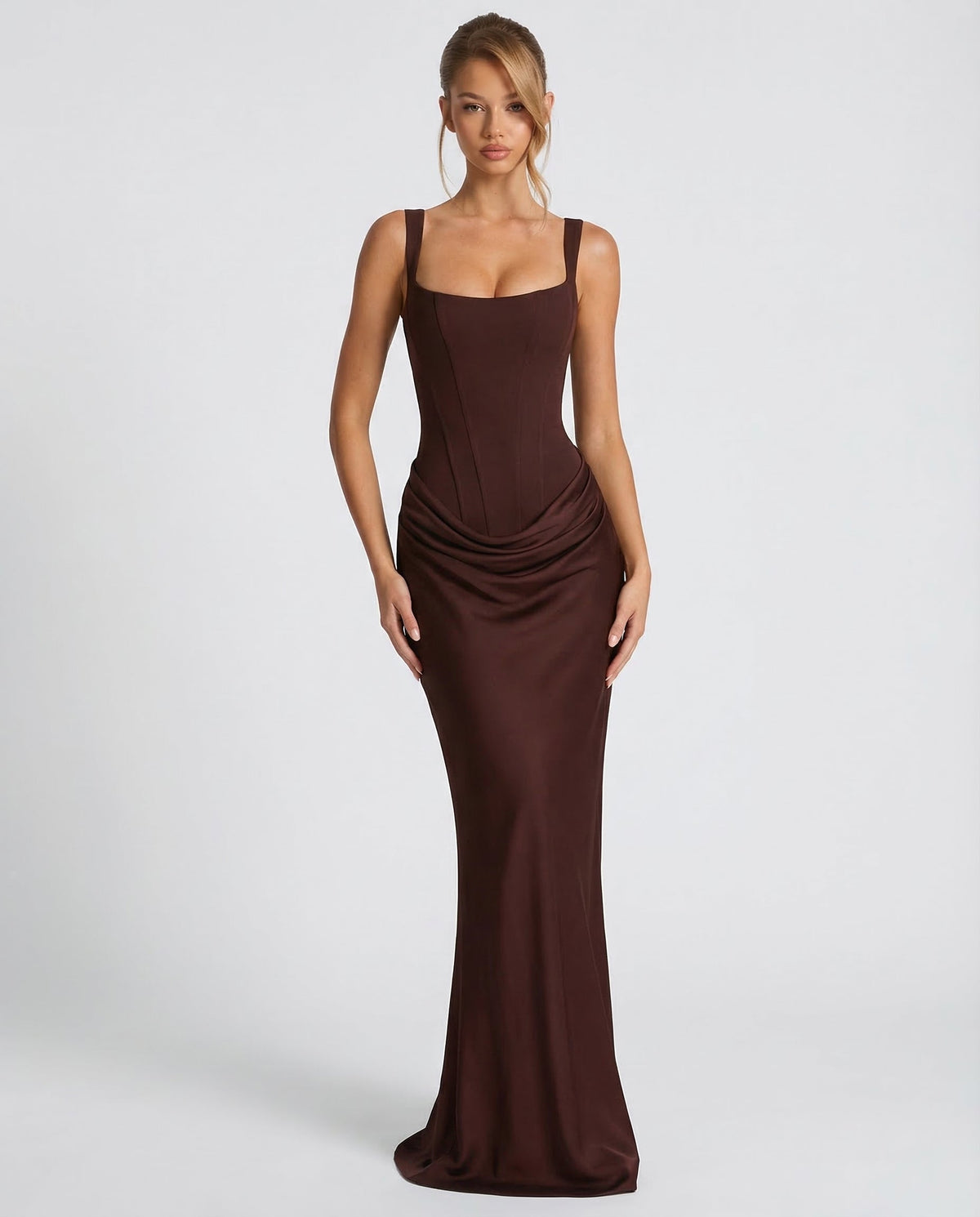 Clessira | Vestido largo con corsé y drapeado