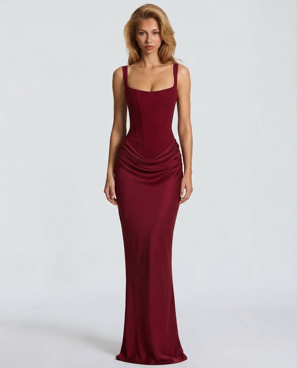Clessira | Vestido largo con corsé y drapeado