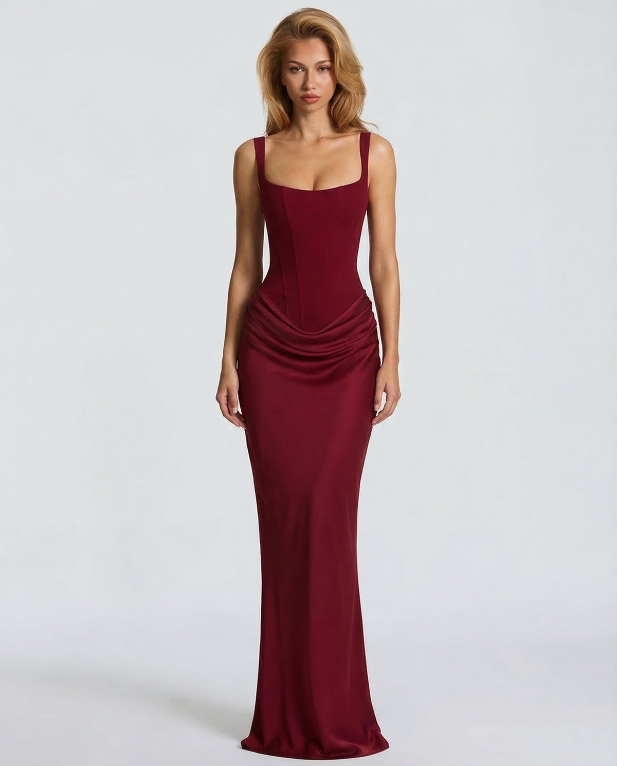 Clessira | Vestido largo con corsé y drapeado