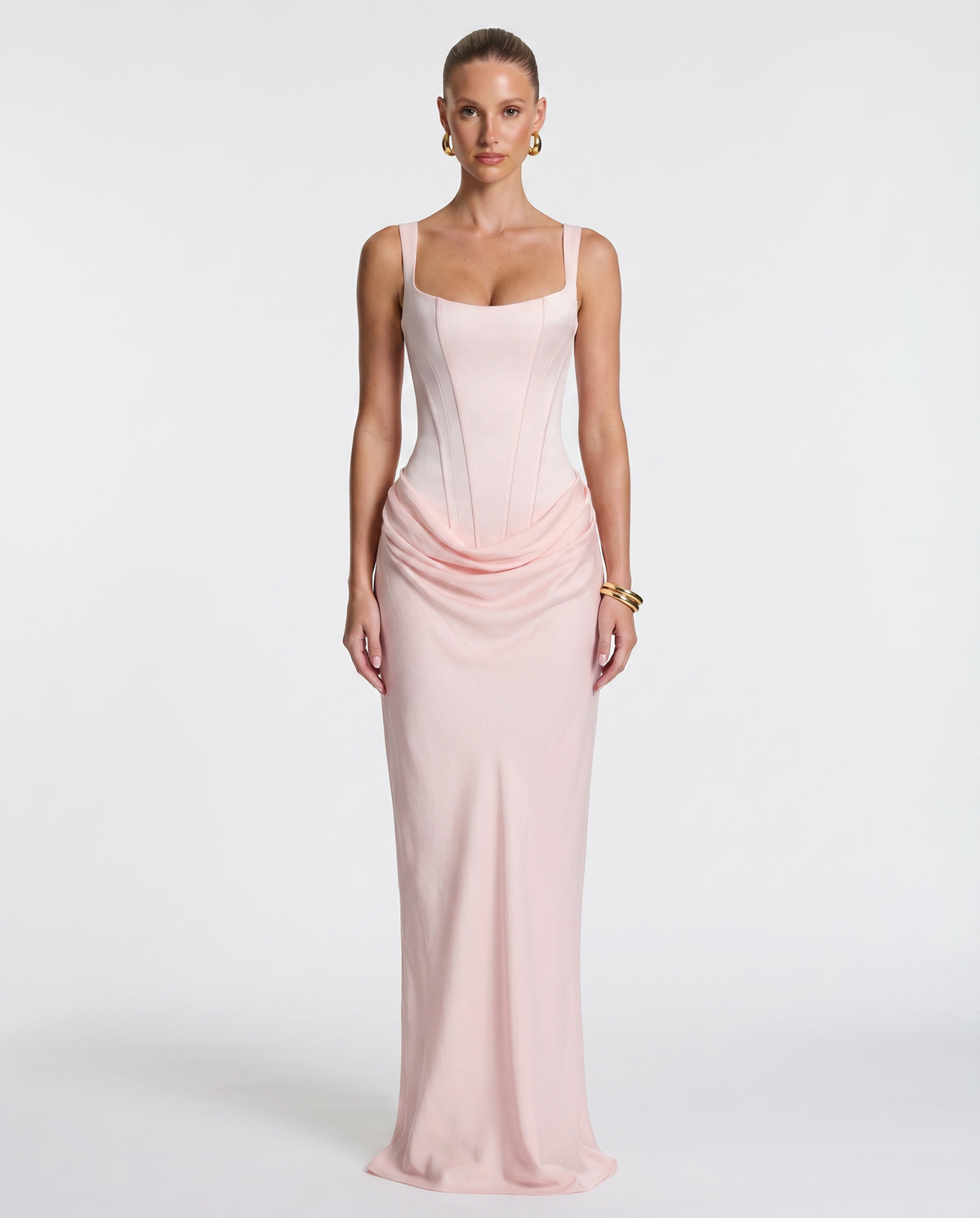 Clessira | Vestido largo con corsé y drapeado