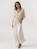 Velmira | Vestido satinado con jersey a juego