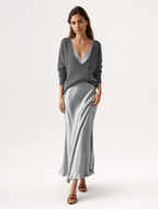 Velmira | Vestido satinado con jersey a juego