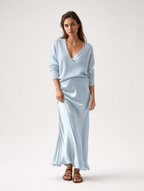 Velmira | Vestido satinado con jersey a juego