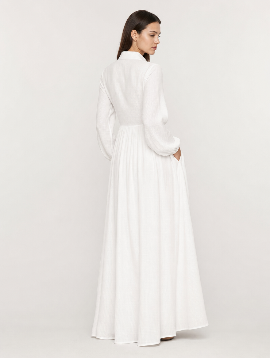 Alverina | Vestido de algodón y lino con detalles patchwork