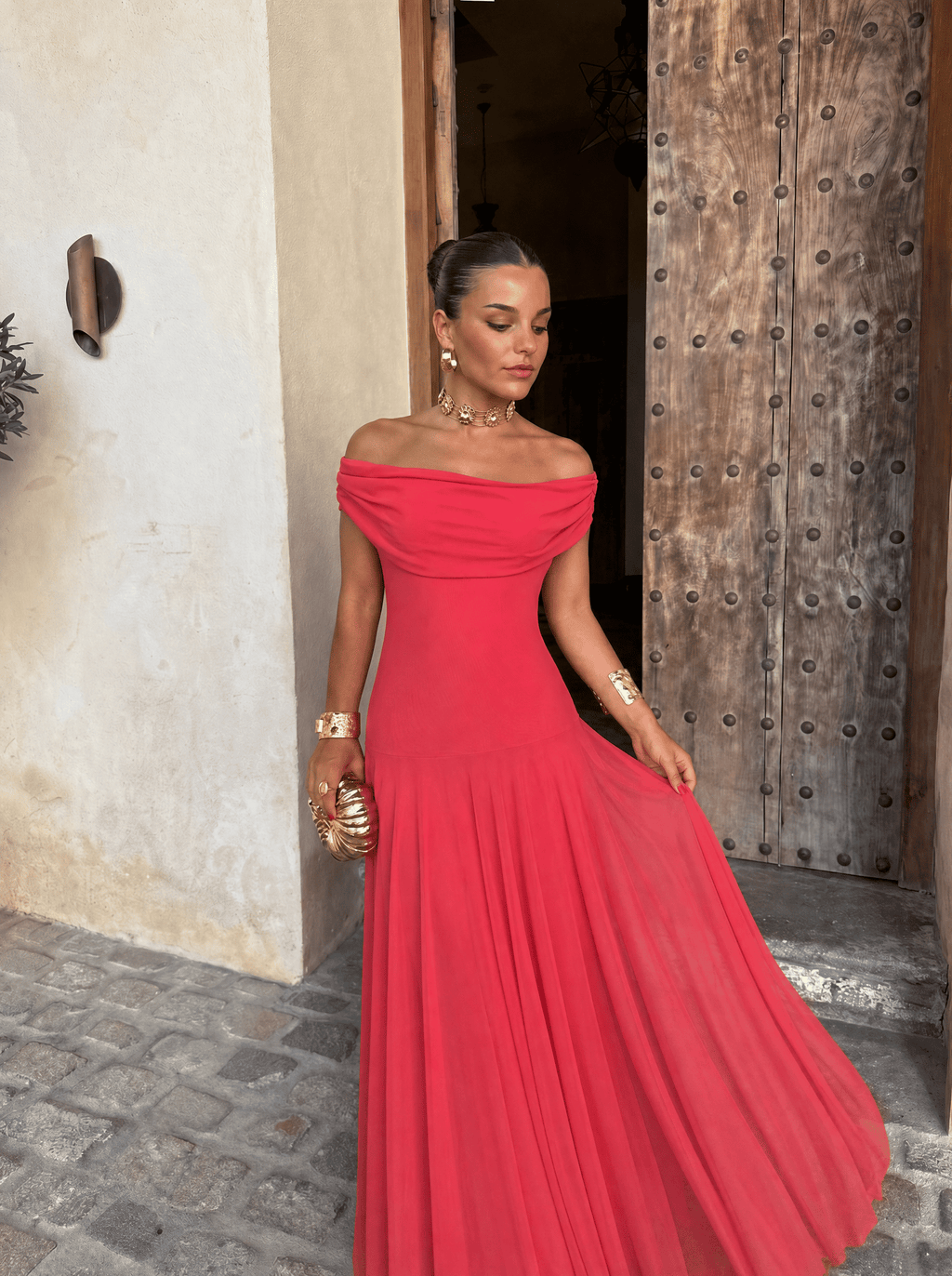 Toledo | Vestido largo de hombros caídos
