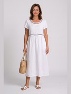 Livia | Vestido midi bordado de mezcla de lino