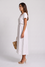 Livia | Vestido midi bordado de mezcla de lino