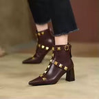 Cayetana | Botines de cuero con tacón grueso