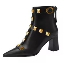 Cayetana | Botines de cuero con tacón grueso