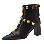 Cayetana | Botines de cuero con tacón grueso