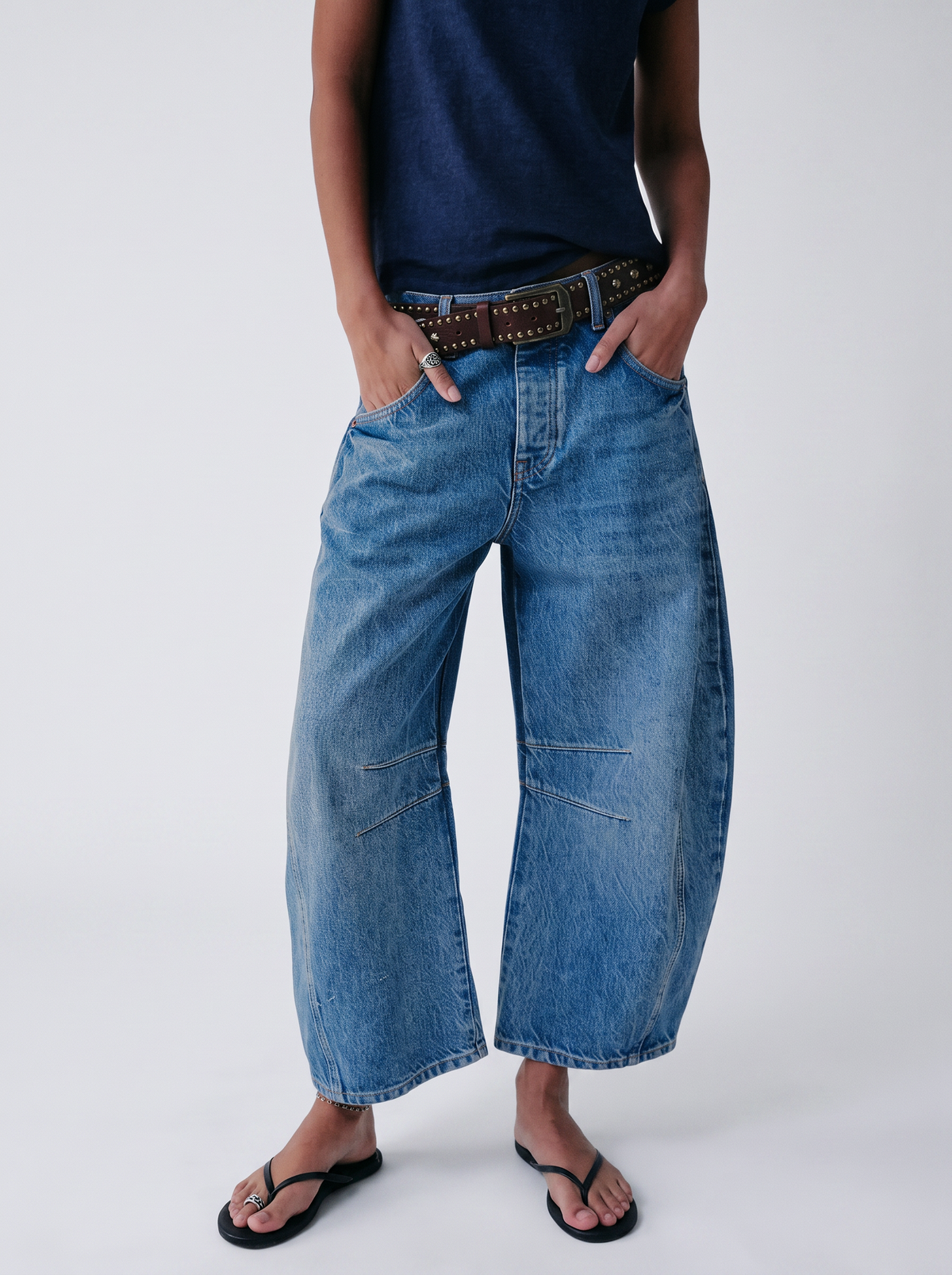 Dafne | Jeans a gamba larga elasticizzati a vita media