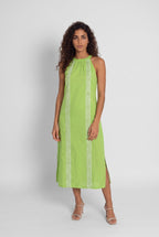 Jimena | Vestido midi de lino con cuello mao