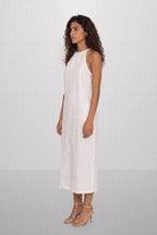 Jimena | Vestido midi de lino con cuello mao