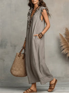 Amelia | Vestido largo bohemio de lino y algodón