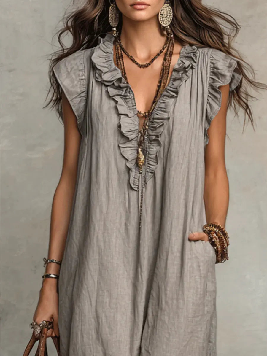 Amelia | Vestido largo bohemio de lino y algodón