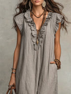 Amelia | Vestido largo bohemio de lino y algodón