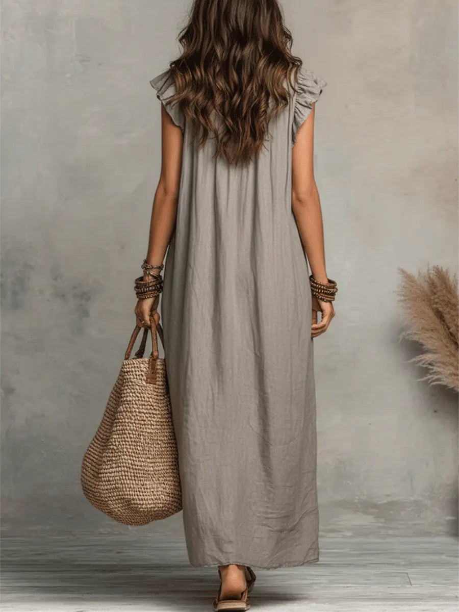 Amelia | Vestido largo bohemio de lino y algodón