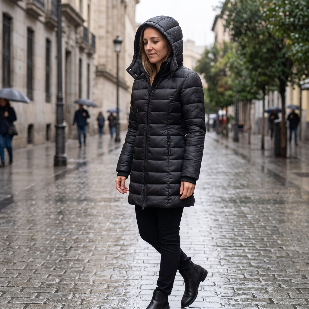 Cristina | Parka acolchada midi con capucha